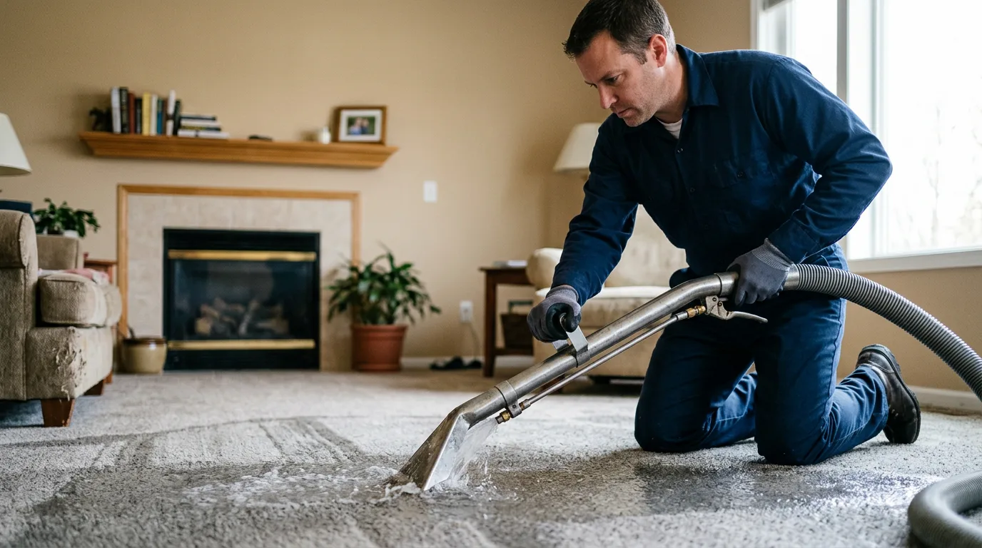 Water damage restoration technician working near Blue Ridge, TX